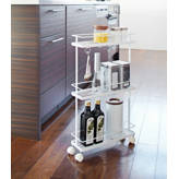 Chariot De Rangement Yamazaki Tower - Noir, Acier/Bois - 13x47.5x80.5cm - 4 Niveaux - Avec Roulettes